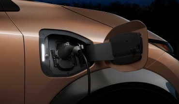 Close up of Nissan EV charging plug